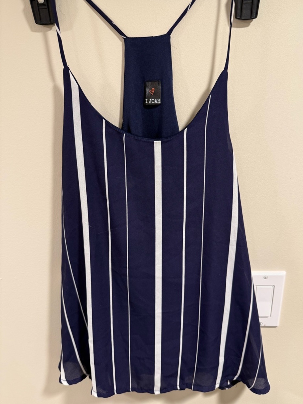 Women’s Blue and White Flowy Razor Back Tank Top SZ L